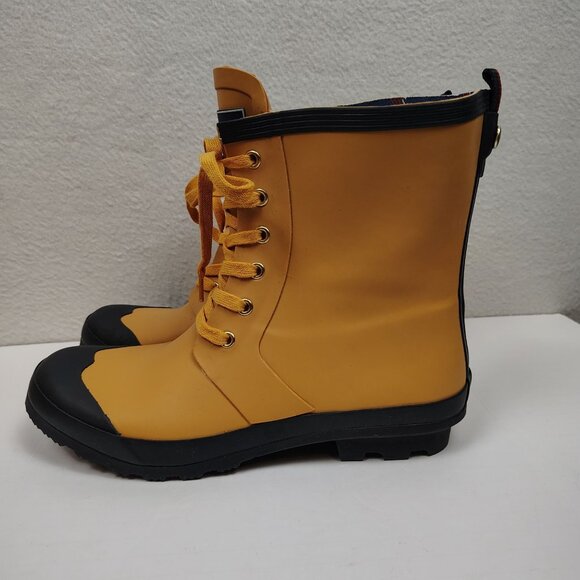 Tommy Hilfiger Renegade Rain Boots Womens 10 Yellow Blue Lace Up - Picture 4 of 10